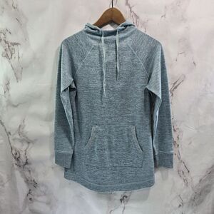 Title Nine Dress Womens XS Blue Hooded Sweater Kangaroo Pocket Mini Short